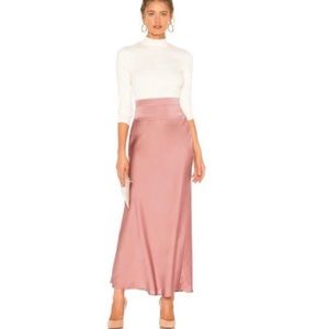 Free People Normani Bias Pink Satin Midi Skirt